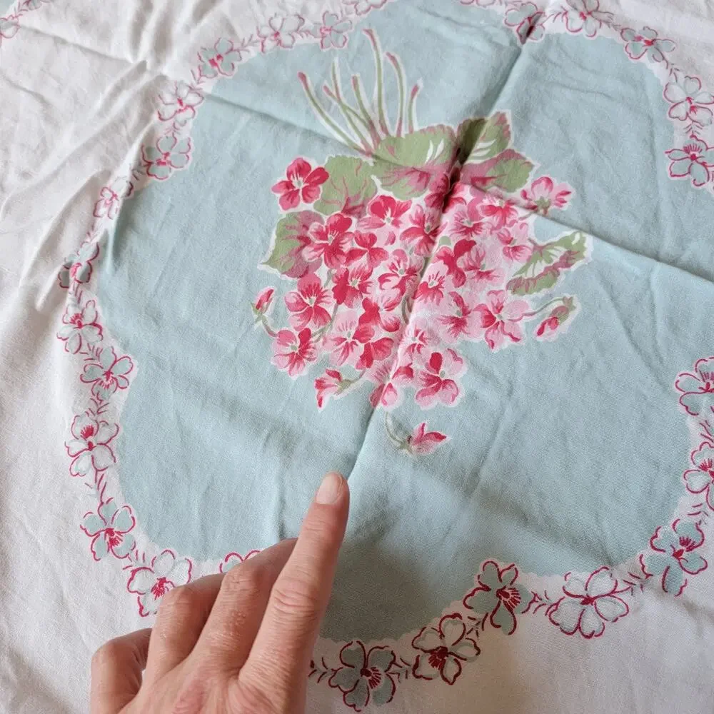 Vintage 1950's Farmhouse Cotton Tablecloth